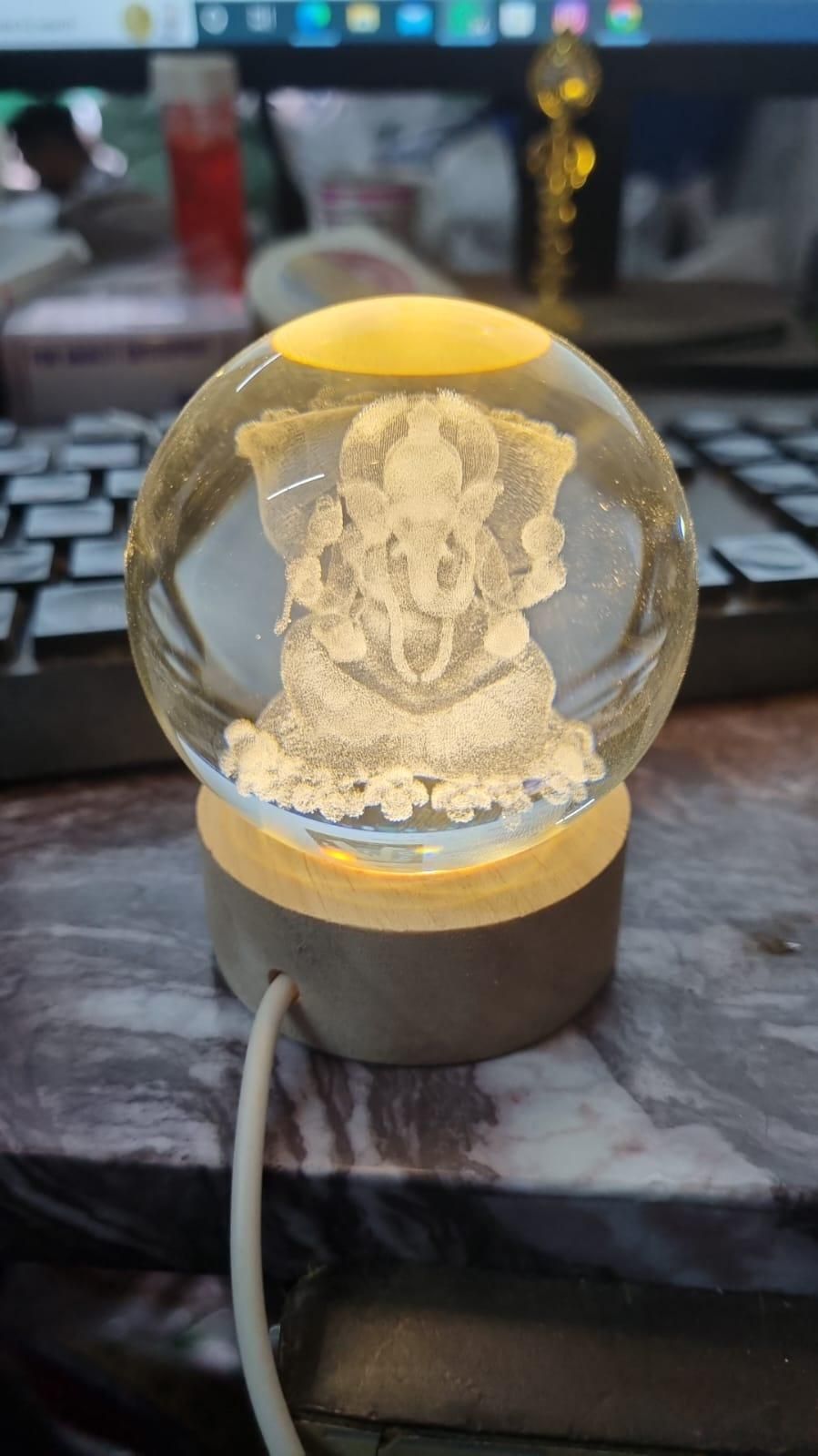 Lampe LED en cristal Ganesh