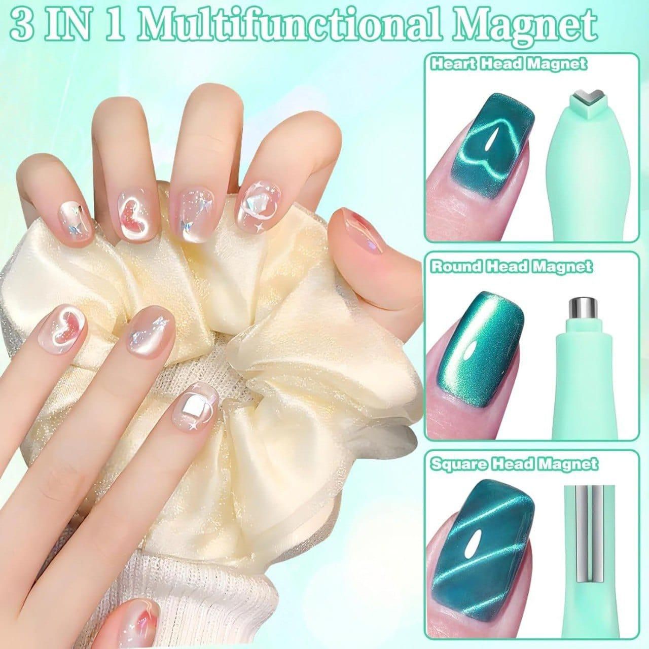 Outil magnétique polyvalent 3 en 1 pour ongles œil de chat (lot de 2)