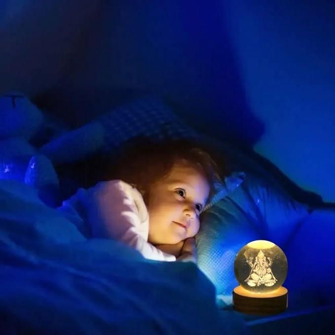 Lampe LED en cristal Ganesh