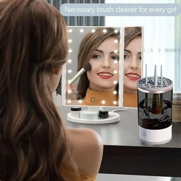 Nettoyeur de pinceaux de maquillage, nettoyeur de pinceaux électrique, appareil de nettoyage cosmétique automatique en profondeur rechargeable par USB
