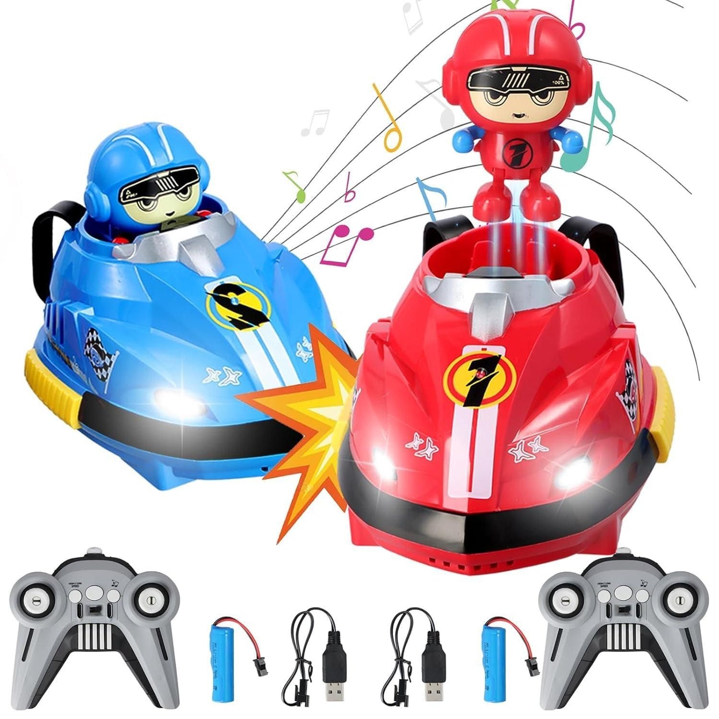 Ensemble de 2 autos tamponneuses télécommandées avec robots éjectables