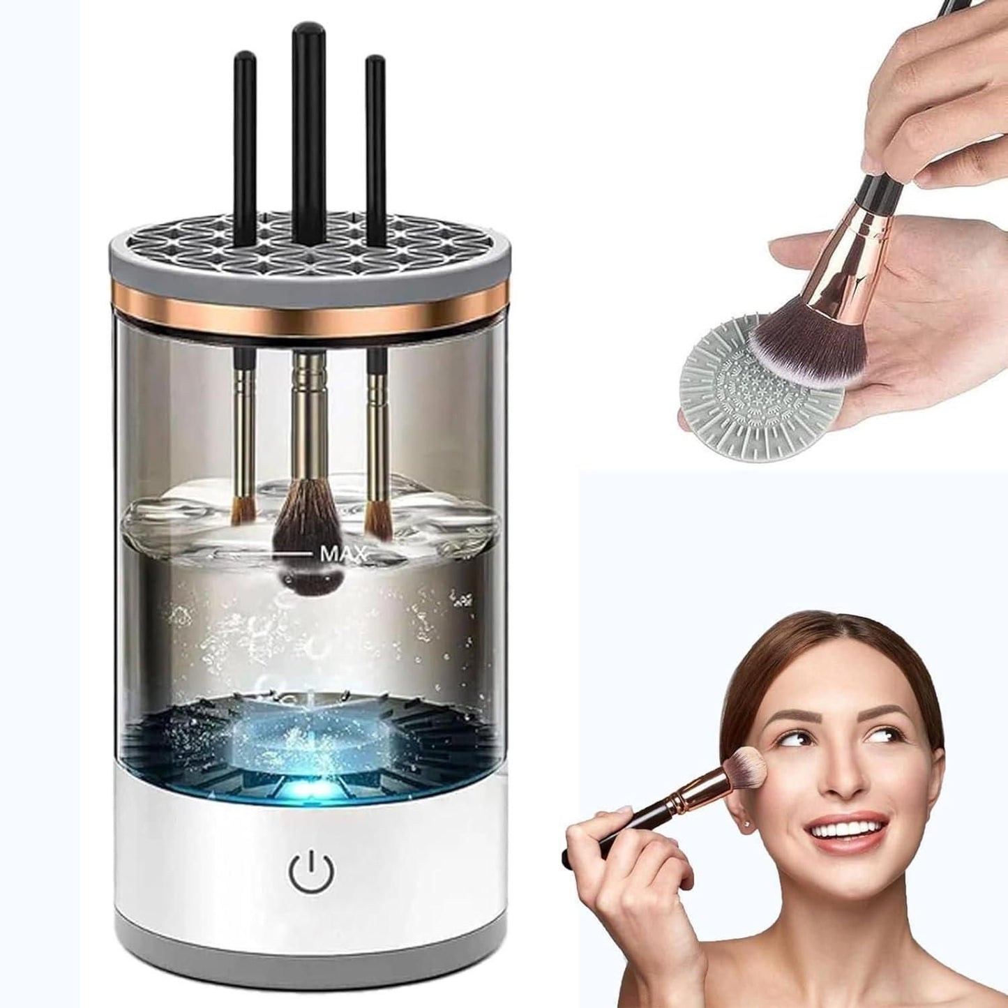 Nettoyeur de pinceaux de maquillage, nettoyeur de pinceaux électrique, appareil de nettoyage cosmétique automatique en profondeur rechargeable par USB