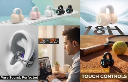 Écouteur Bluetooth à conduction osseuse - Conception stéréo mono-auriculaire à clip
